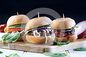 Party beef burgers sliders share