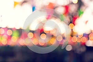 Party bokeh at night market festival,abstract blur image background