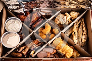 A party box assorted snacks deep-fried beer