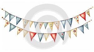 Party bunting in rainbow colors for celebrations and events