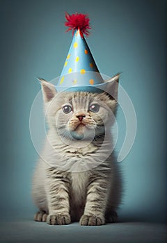 Party cat wearing hat
