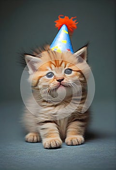 Party cat wearing hat celebrating