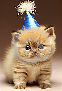 Party cat wearing hat celebrating