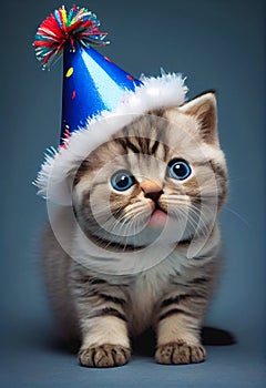 Party cat wearing hat celebrating