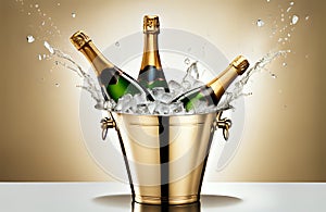 Party Celebration with Wine Champagne with simple golden background. Event Celebration. Copy Space