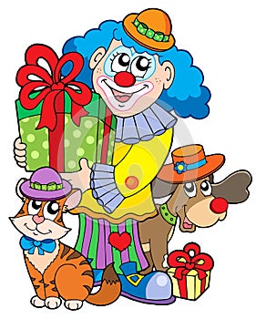 Party clown with cute animals