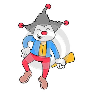 Party clowns are partying ready to entertain, doodle icon image kawaii