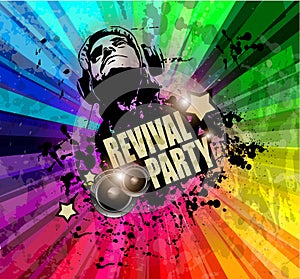 PArty Club Flyer for Music event with Explosion of colors