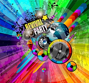 PArty Club Flyer for Music event with Explosion of colors.