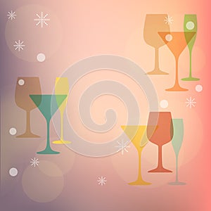 Party cocktail glass with snowflake Gradient background Happy new year card