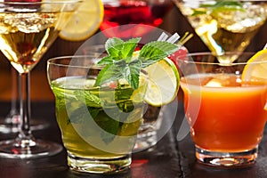 Party cocktails and longdrinks for summer