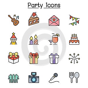 Party color line icon set