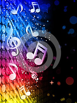 Party Colorful Waves Background with Music Notes