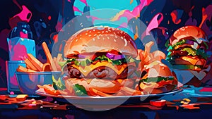 Party colorfull fastfood background