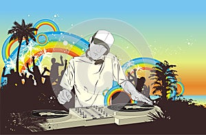 Party with crowd & dj