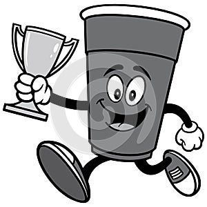 Party Cup Running with Trophy Illustration