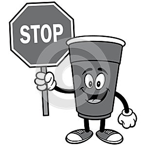 Party Cup with Stop Sign Illustration