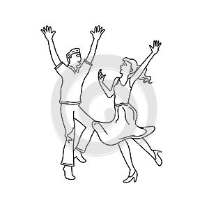 Party dance hand drawn outline