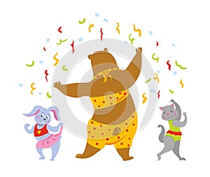 Party dancing animals vector photo