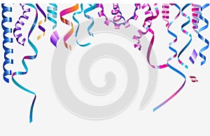 Party decoration border serpentinei. Holidays background Vector serpentine with line texture on surface on white