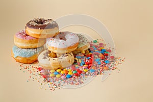 Party decoration. Donuts with confetti