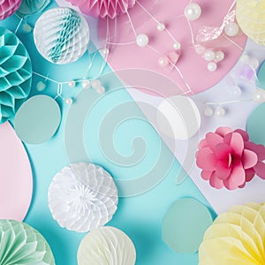 party decorations on a multicolored background