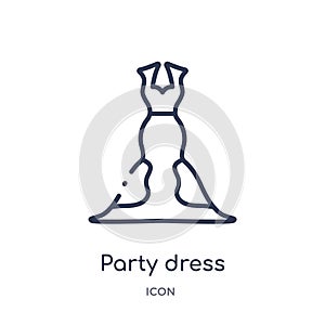 Party dress icon from party outline collection. Thin line party dress icon isolated on white background