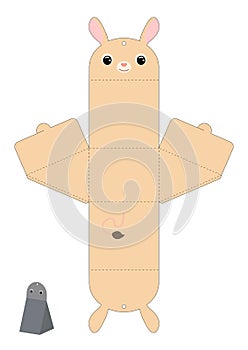 Party favor box jerboa design for sweets, candies, presents. Packaging die cut template, great for any purposes, birthdays, baby