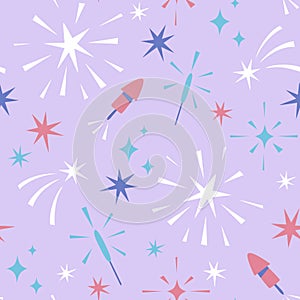 Party Fireworks Seamless Pattern