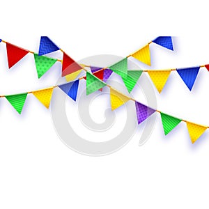Party flag. Banner with garland of colour flags. Vector