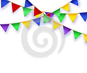 Party flag. Banner with garland of colour flags. Vector