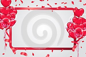 Party flags red celebration abstract background with confetti co