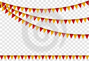 Party flags set, Colorful bunting for happy birthday cartoon art. Vector illustration