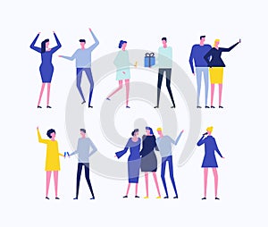 Party - flat design style set of isolated characters