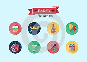 Party Flat icon set