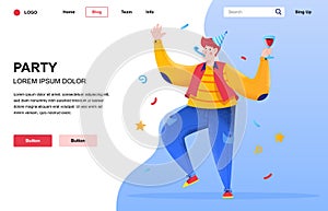 Party flat landing page composition.