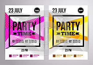 Party flyer design. Disco template. Vector illustration. For night club.