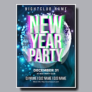 2019 Party Flyer Poster Vector. Happy New Year. Music Night Club Event. Greeting Dance Event. Design Illustration