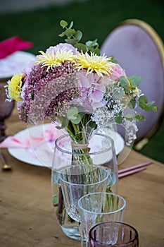 Party in the garden. Balloon Arrangement. Festive table setting. Party with a special theme.