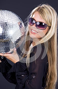 Party girl with disco ball