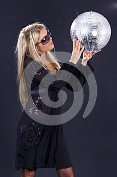 Party girl with disco ball