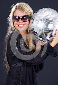 Party girl with disco ball