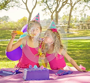 Party Girls Blowing Bubbles