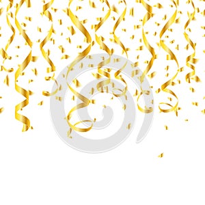 Party golden confetti streamers