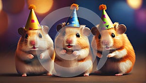 Party hamster hamsters wearing hats celebrating