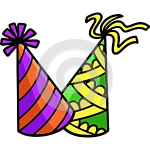 Party Hat Cartoon Colored Clipart Illustration