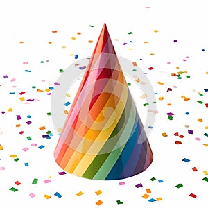 A party hat with confetti scattered around