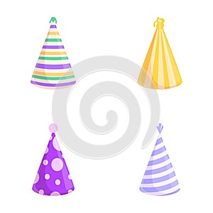 Party hat icons set cartoon vector. Holiday celebration paper cone