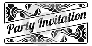 Party invitation card front in vintage decorative style