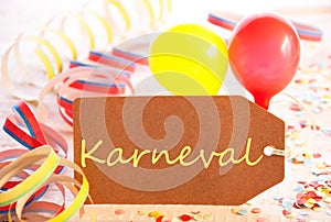 Party Label, Balloon, Streamer, Karneval Means Carnival